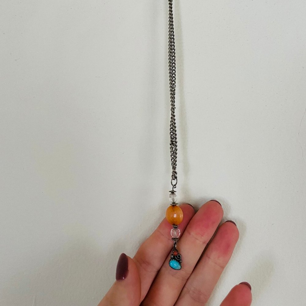 Necklace │ Turquoise & Orange Charm